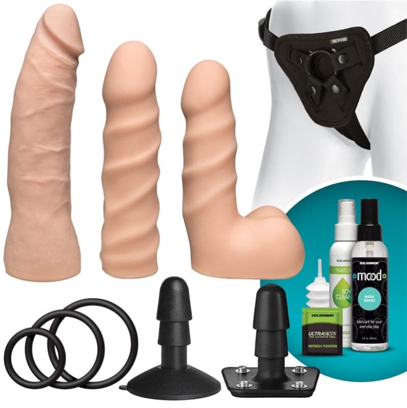 Dual Density Dildo Strap-On Starter Set Vac-U-Lock Nude