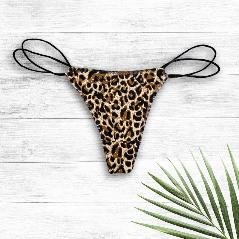 Thong with Decorative Double Strapping Modern Ocean Leopard