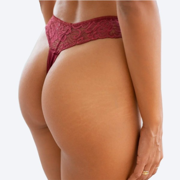 Thong with Satin Cross Tie Modern Ocean Burgundy