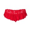 Lace Thong With Pleated Mesh Obsessive 863 Red