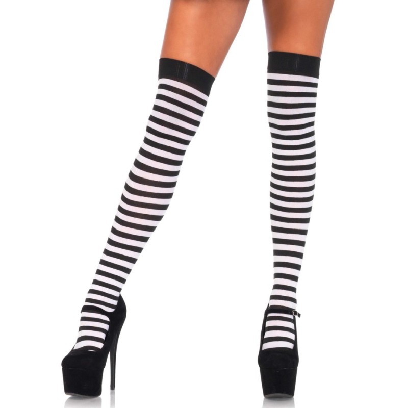 Striped Stockings Leg Avenue Black/White