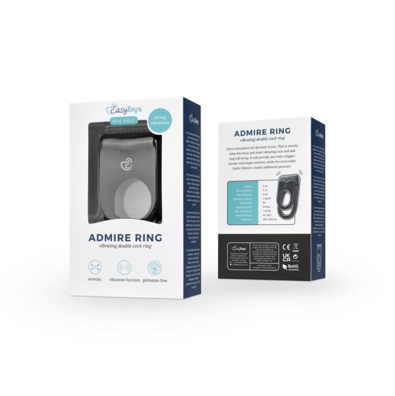 Cock Ring Easytoys Double Vibrating Admire Black