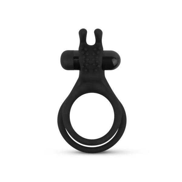 Cock Ring Easytoys Double Vibrating With Rabbit Ears Black