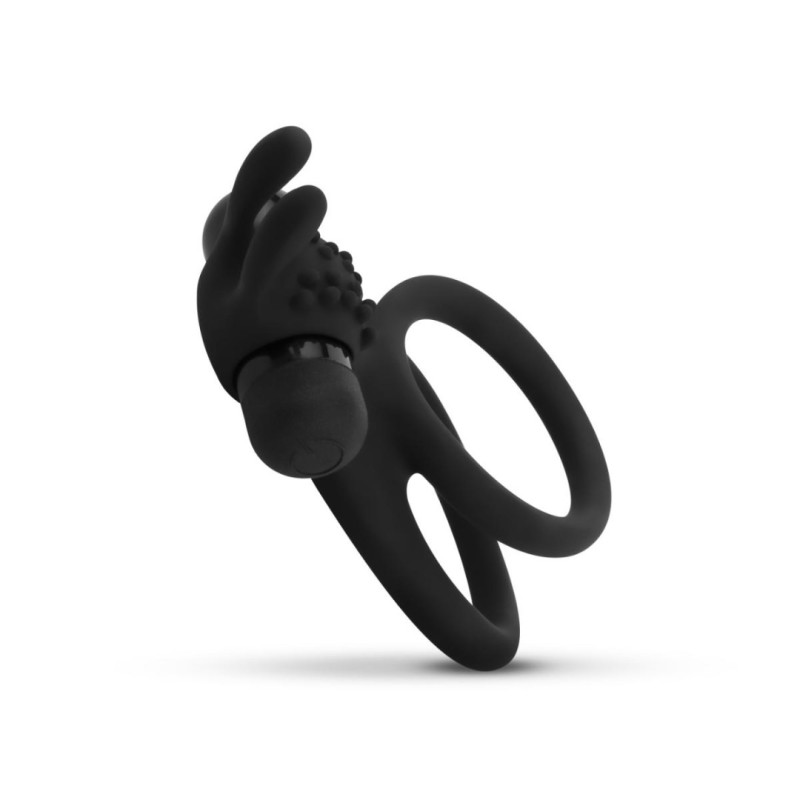 Cock Ring Easytoys Double Vibrating With Rabbit Ears Black Cock Ring Easytoys Double Vibrating With Rabbit Ears Black