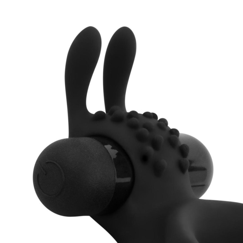 Cock Ring Easytoys Double Vibrating With Rabbit Ears Black Cock Ring Easytoys Double Vibrating With Rabbit Ears Black