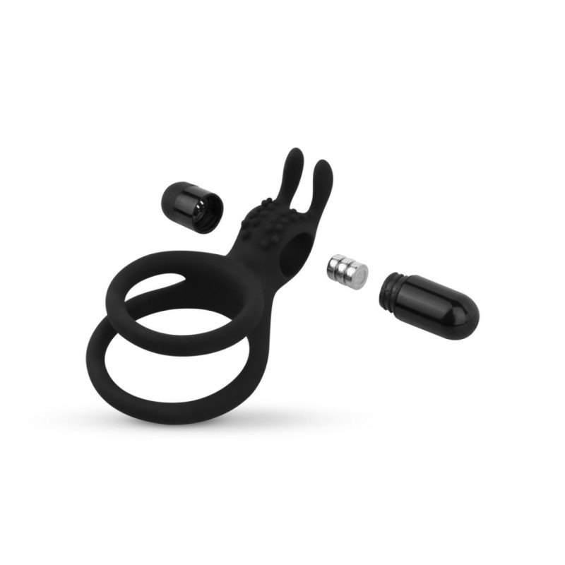 Cock Ring Easytoys Double Vibrating With Rabbit Ears Black Cock Ring Easytoys Double Vibrating With Rabbit Ears Black