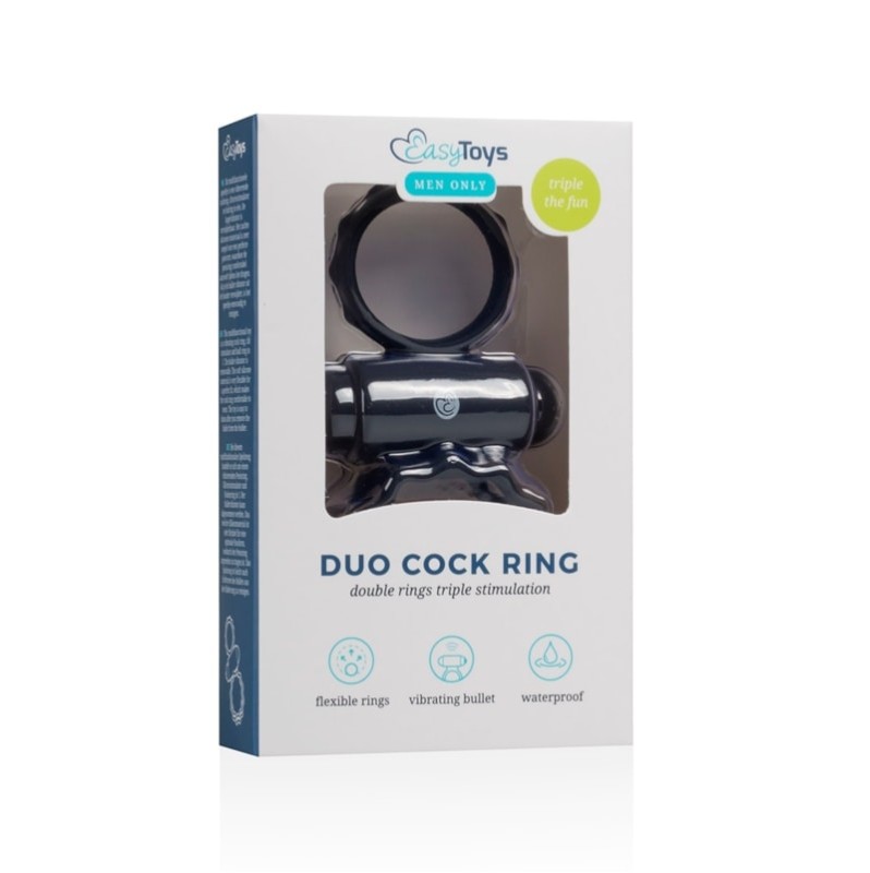 Duo Cock Ring Easytoys Black