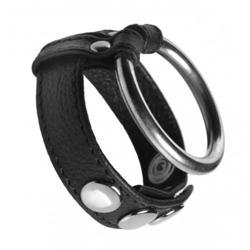 Cock Ring Leather Αnd Steel Black