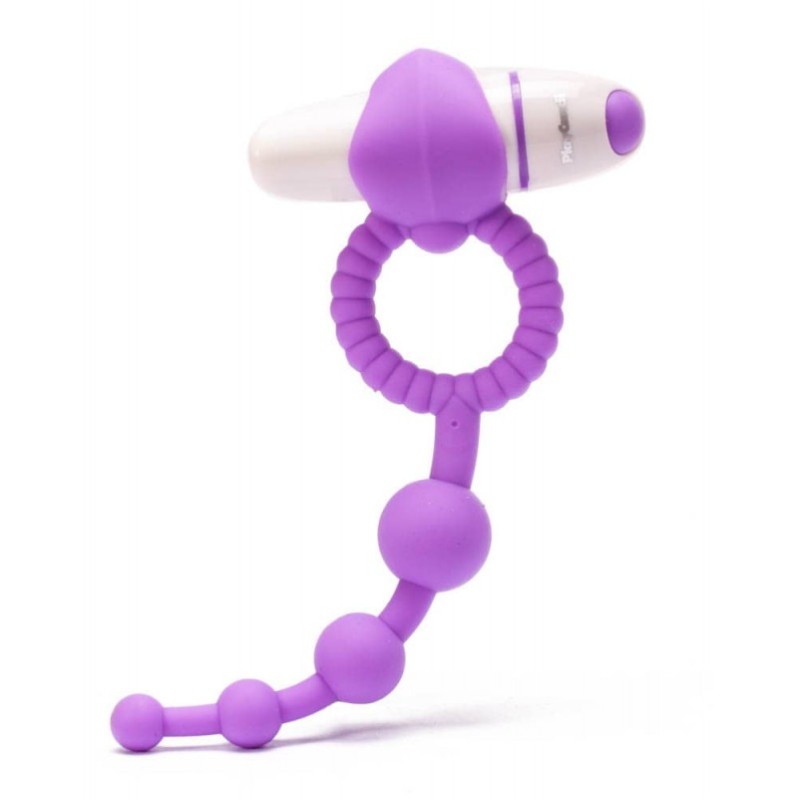 Cock Ring with Anal Beads Play Candi Blow Pop Purple