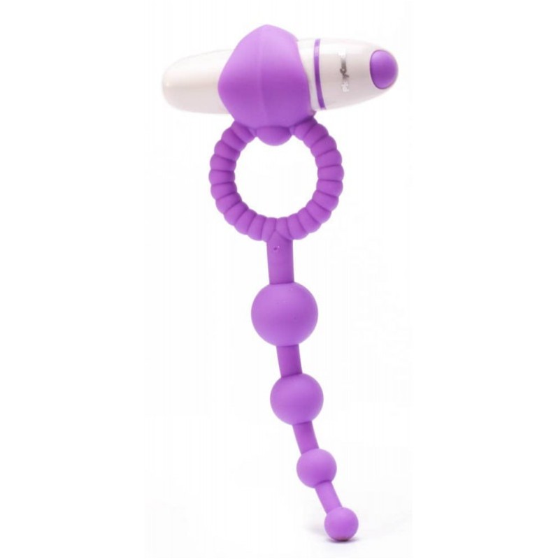 Cock Ring with Anal Beads Play Candi Blow Pop Purple