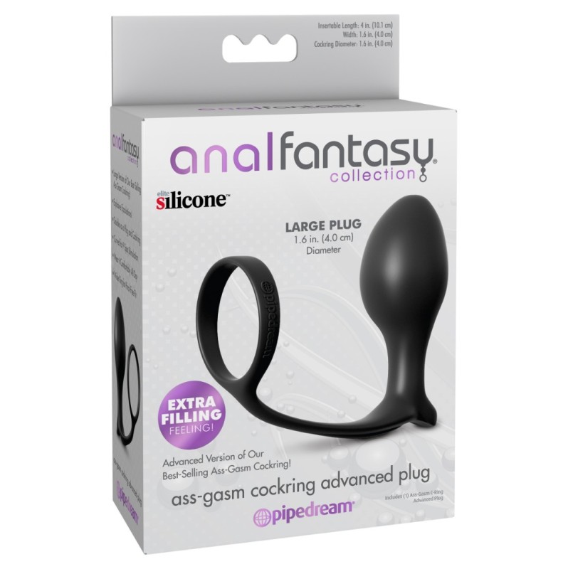 Cock Ring Advanced Plug Ass-Gasm Black