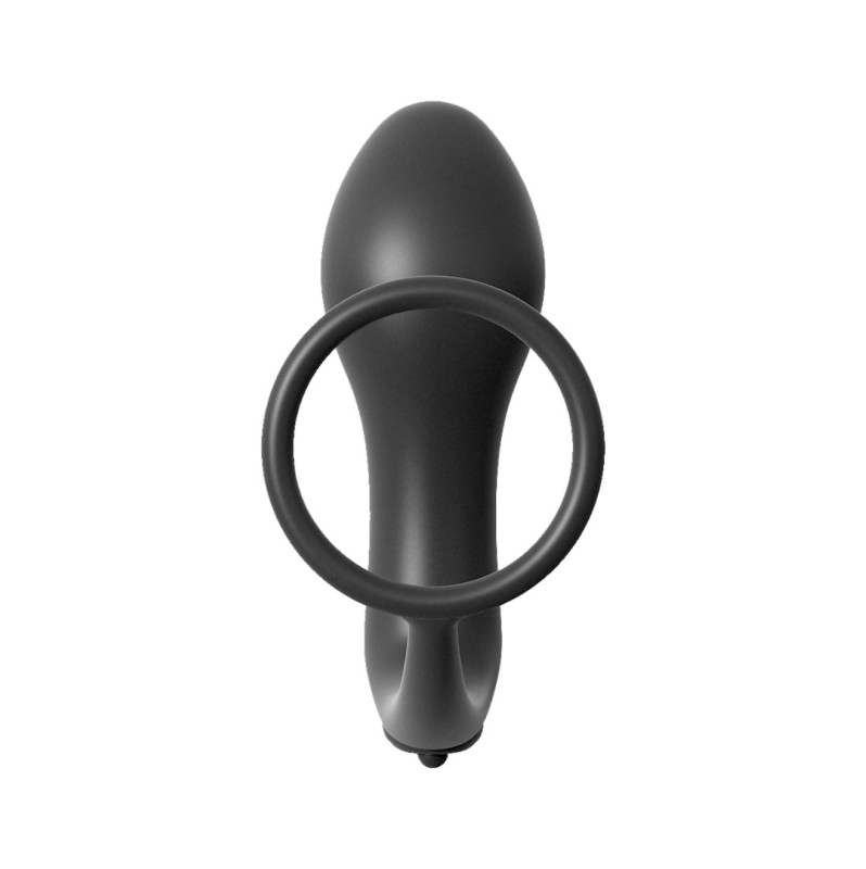 Cockring with Vibrating Plug Ass-Gasm Black