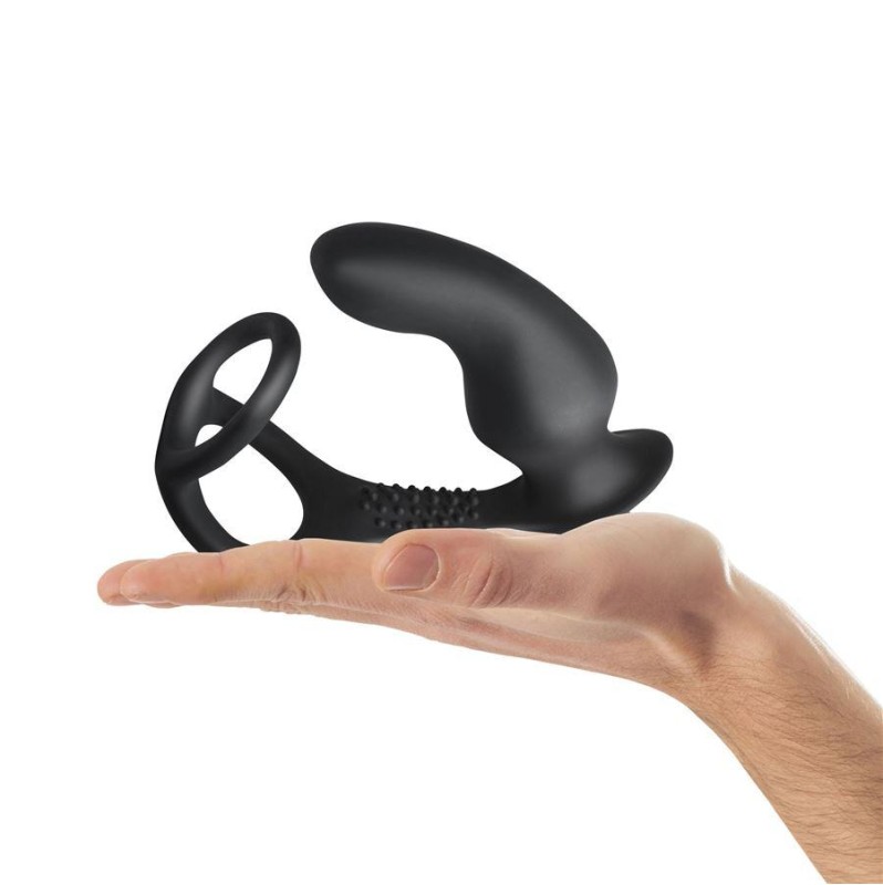 Cock Ring with Vibrating Plug Rocks-Off Ro-Zen Pro Black