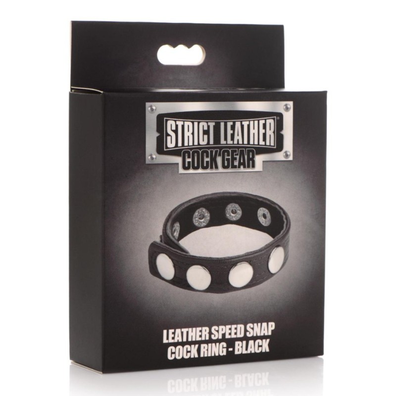 Cock Ring Strict Leather Cock Gear Adjustable With Studs Black