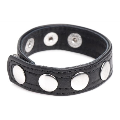 Cock Ring Strict Leather Cock Gear Adjustable With Studs Black