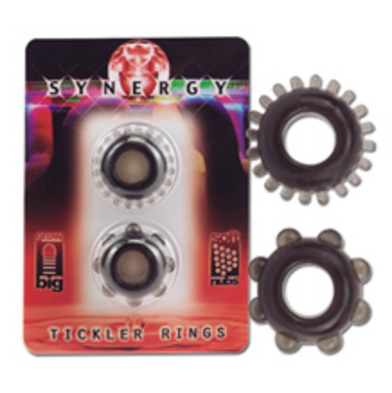 Cock Ring Set Synergy Tickler Black