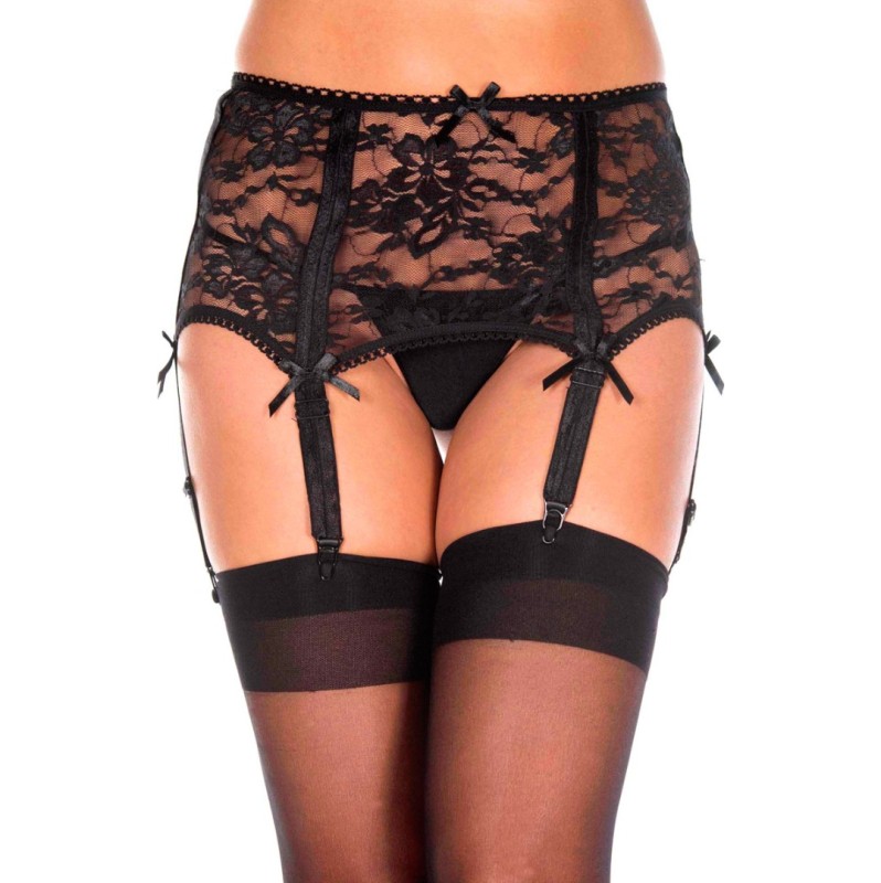 Flower Lace Garter Belt Music Legs Black