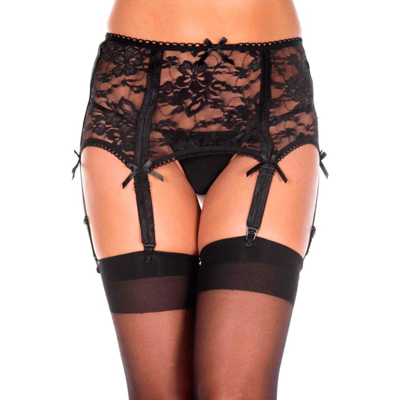 Flower Lace Garter Belt Music Legs Black