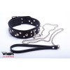 Leather Collar with Leash Whips for Him Classic Black