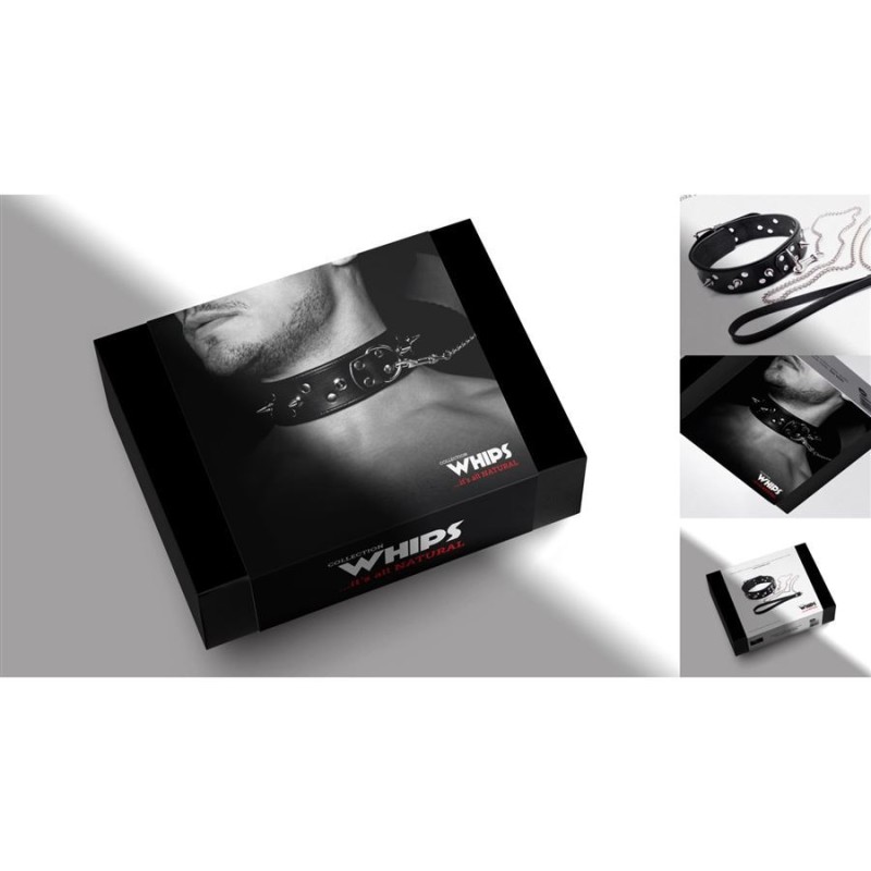 Leather Collar with Leash Whips for Him Classic Black Leather Collar with Leash Whips for Him Classic Black