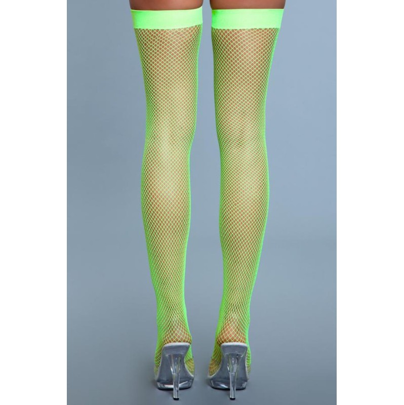 Fishnet Backseam Stockings Be Wicked Neon Green