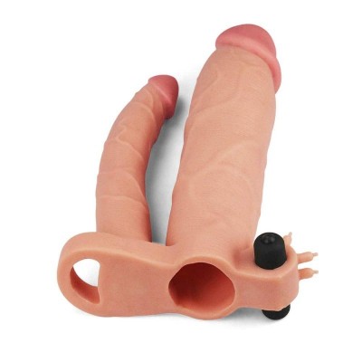 Vibrating Double Penis Sleeve Lovetoy Pleasure X-Tender Nude Vibrating Double Penis Sleeve Lovetoy Pleasure X-Tender Nude