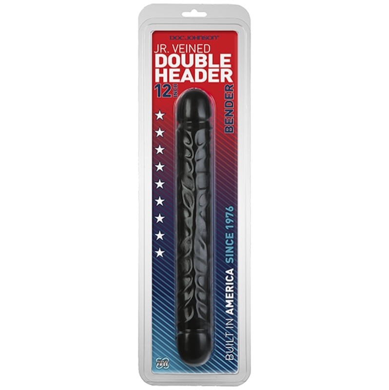 Double Dildo Doc Johnson Jr. Veined Double Header Bender 30cm Black