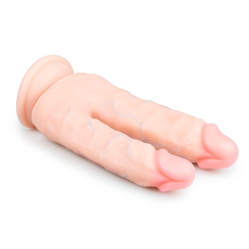 Διπλό Dildo Easytoys 18cm Μπεζ