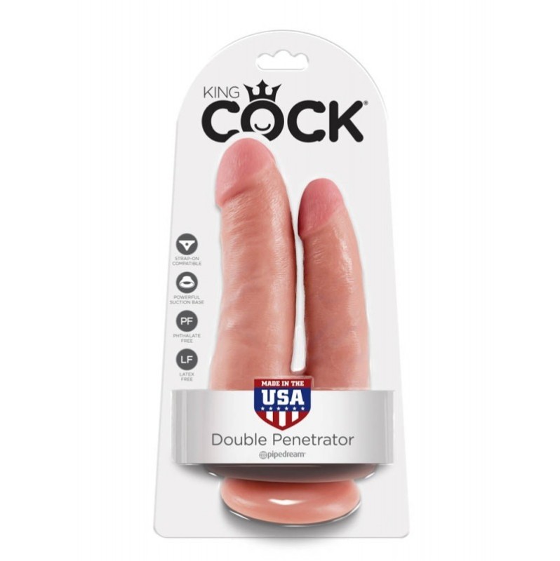 Διπλό Dildo King Cock Double Penetrator 21cm Μπεζ