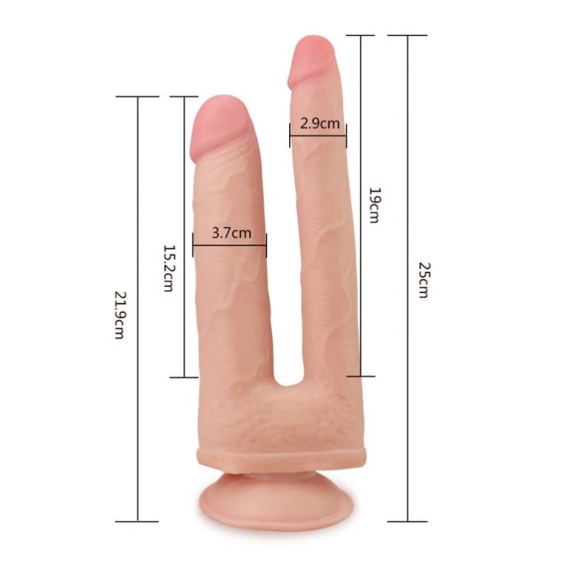 Διπλό Dildo Lovetoy Skinlike Soft Dong 25cm Μπεζ