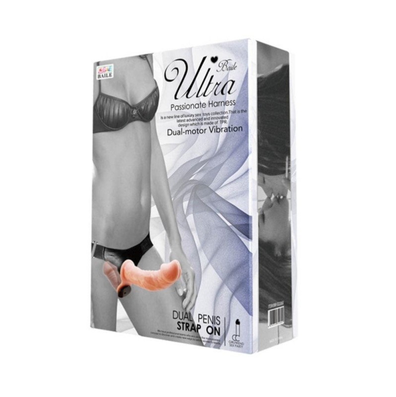 Δονούμενο Διπλό Strap-on Ultra Passionate Dual Motor Baile Μπεζ