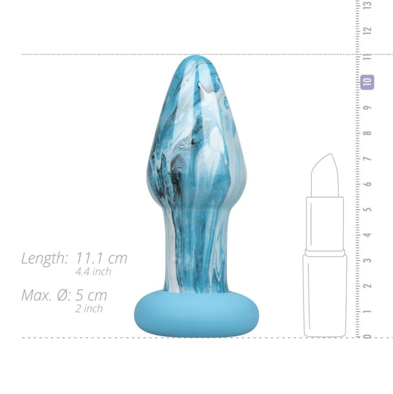 Glass Butt Plug Gildo Ocean Curl Blue Glass Butt Plug Gildo Ocean Curl Blue