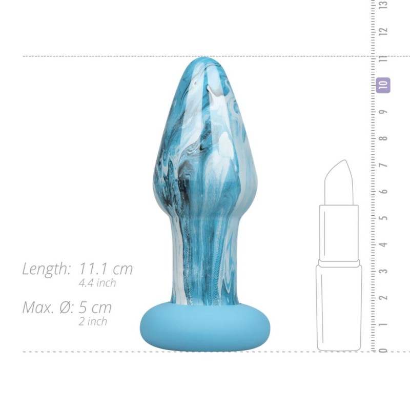 Glass Butt Plug Gildo Ocean Curl Blue