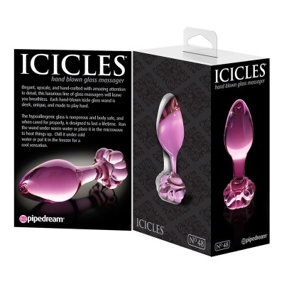 Glass Butt Plug Icicles No. 48 Pink Glass Butt Plug Icicles No. 48 Pink