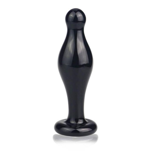 Glass Butt Plug Lovetoy Glass Romance Black