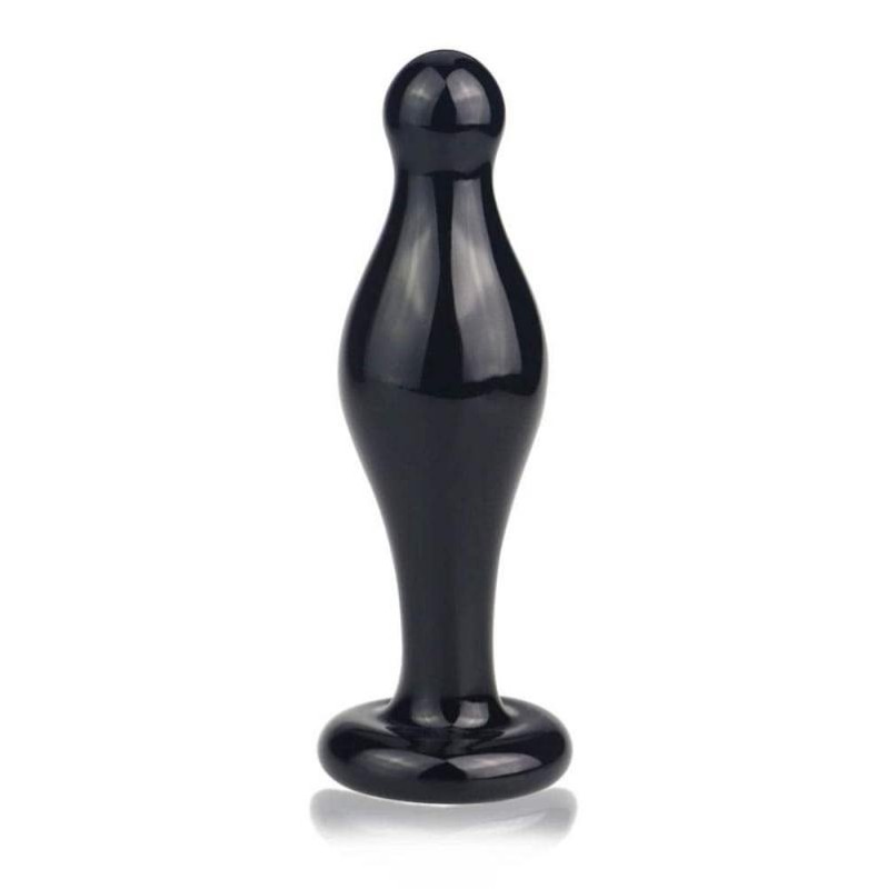 Glass Butt Plug Lovetoy Glass Romance Black