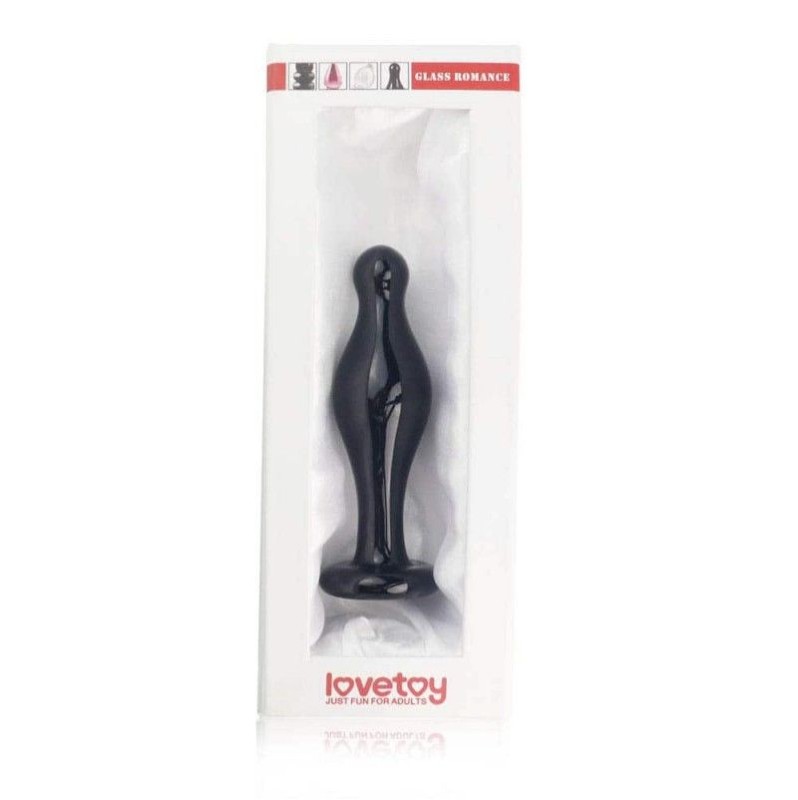 Glass Butt Plug Lovetoy Glass Romance Black