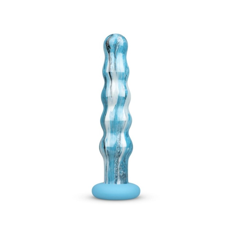 Glass Dildo Gildo Ocean Flow 17cm Blue