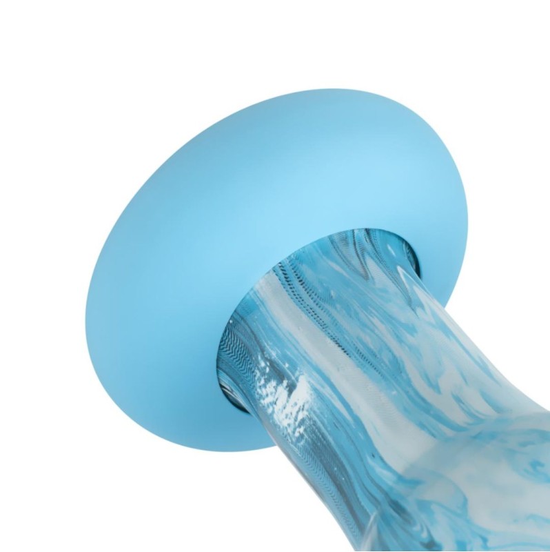 Glass Dildo Gildo Ocean Flow 17cm Blue