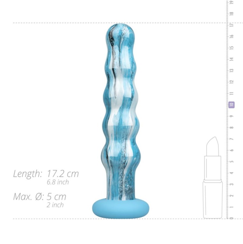 Γυάλινο Dildo Gildo Ocean Flow 17cm Μπλε