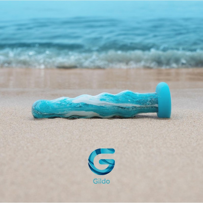 Glass Dildo Gildo Ocean Flow 17cm Blue