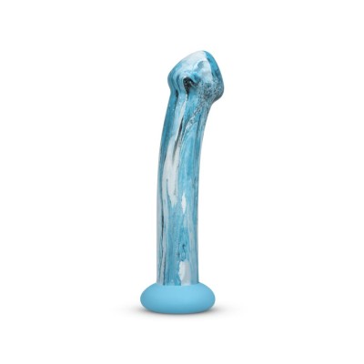 Glass Dildo Gildo Ocean Ripple 17.4cm Blue