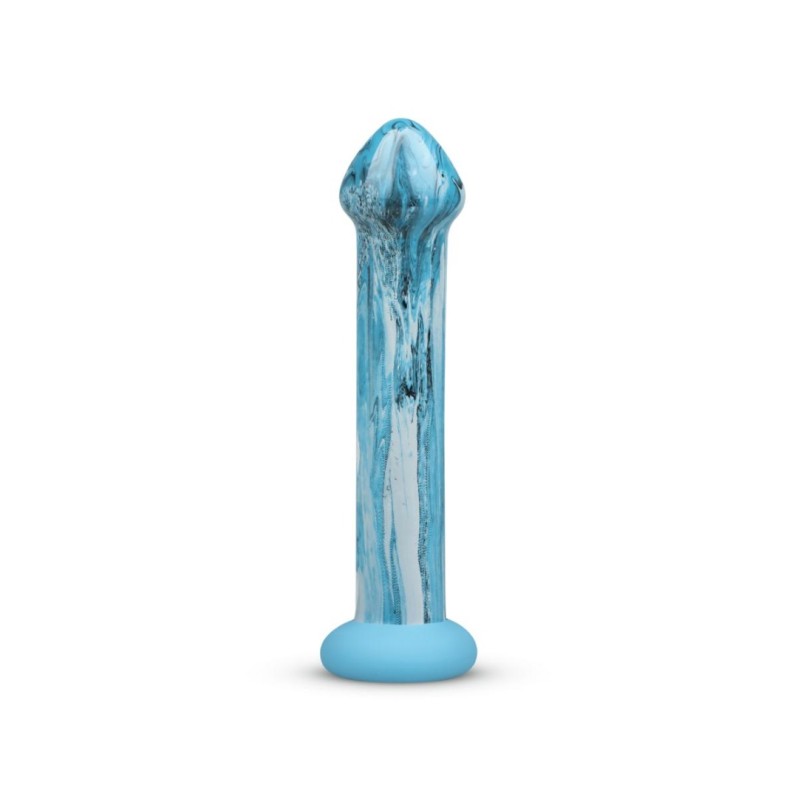 Glass Dildo Gildo Ocean Ripple 17.4cm Blue