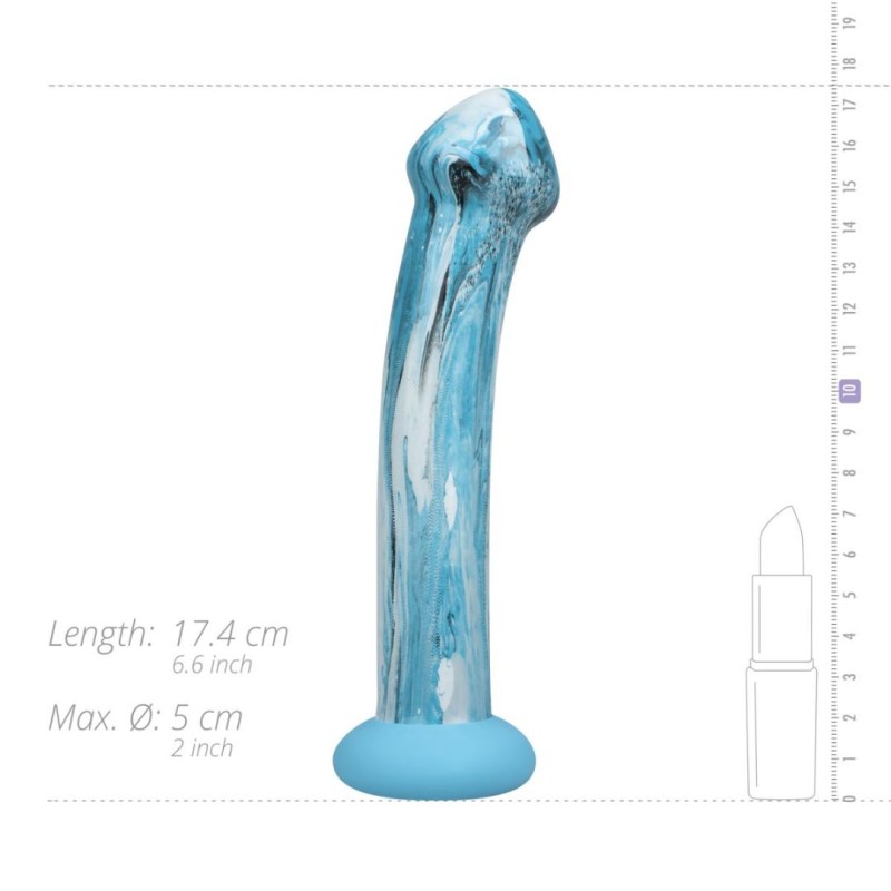 Glass Dildo Gildo Ocean Ripple 17.4cm Blue Glass Dildo Gildo Ocean Ripple 17.4cm Blue