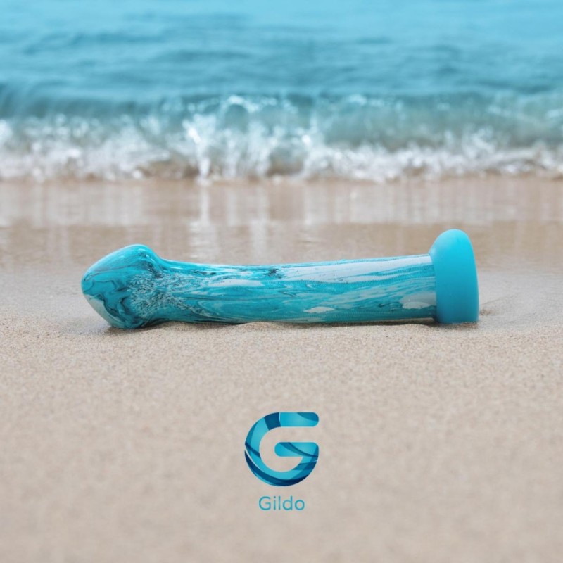 Glass Dildo Gildo Ocean Ripple 17.4cm Blue Glass Dildo Gildo Ocean Ripple 17.4cm Blue