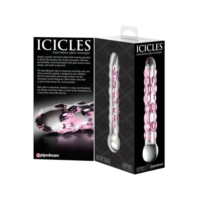 Γυάλινο Dildo Pipedream Icicles No. 7 17.8cm Ροζ