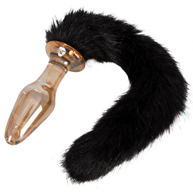 Glass Plug With Tail You2Toys Black You2Toys Glass Plug With Tail You2Toys Black Non-Vibrating butt plugs