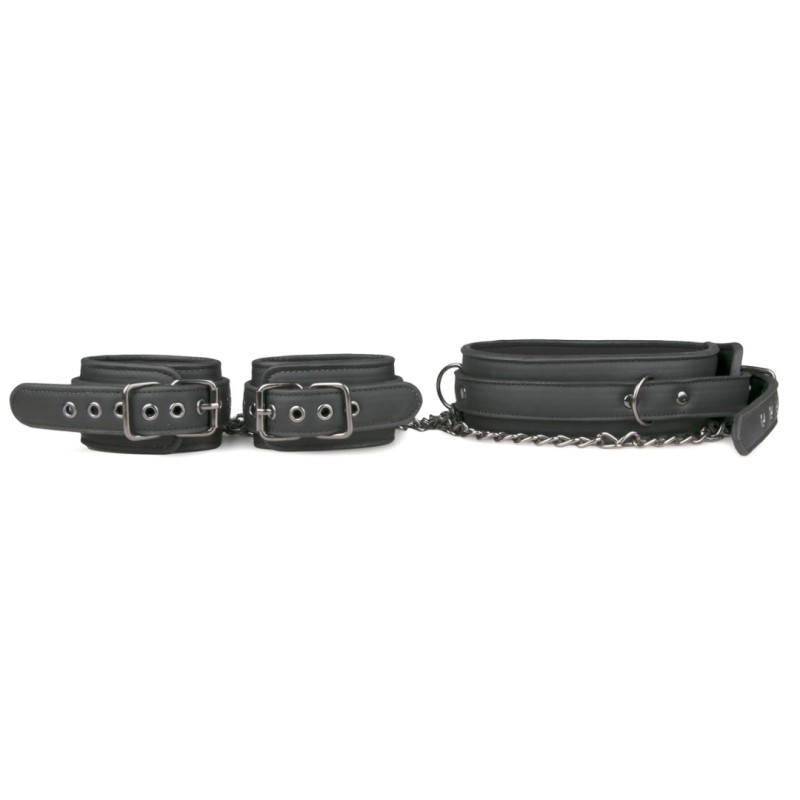 Easytoys – Fetish Collection Leather Collar With Handcuffs Easytoys Black Collars