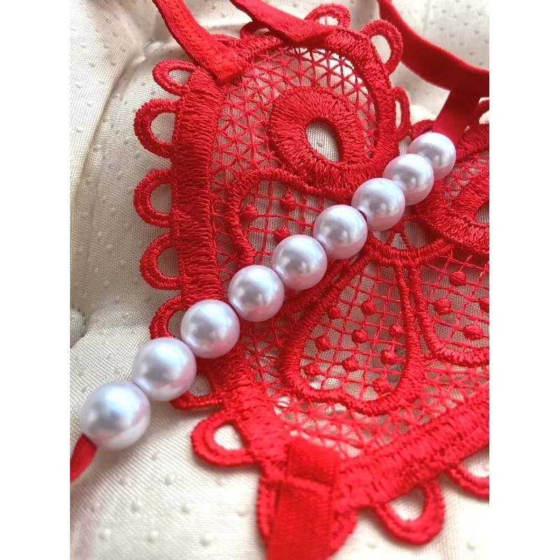 G-string με Πέρλες Heart Κόκκινο Love Market G-string με Πέρλες Heart Κόκκινο Strings