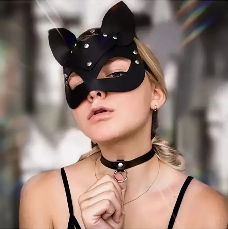 Half Face Cat Mask Black